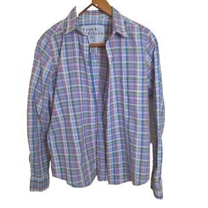 Frank & Eileen Barry Button-Up Shirt 100% Cotton Womens Small Pastel Plaid GUC